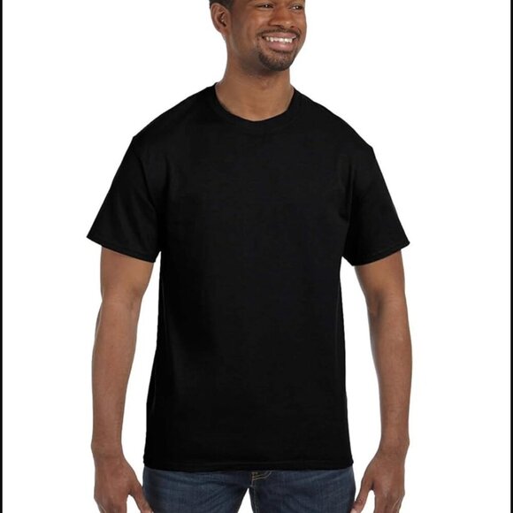 Hanes Short Sleeve T-Shirt Mens Size Medium Black Crew Neck Comfortable Shirt - Picture 1 of 6